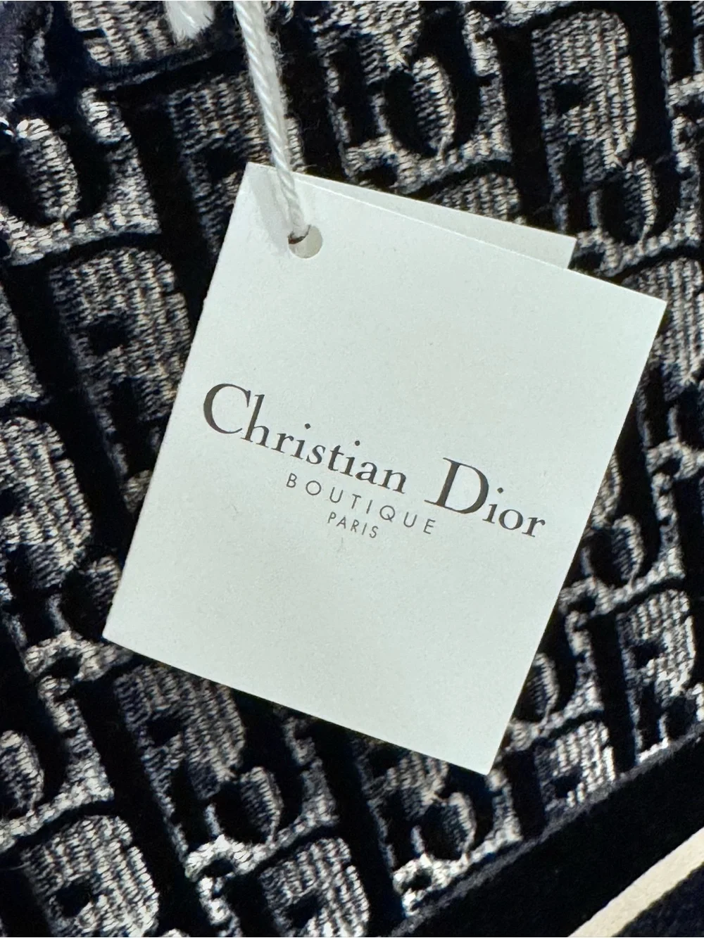 NWT Christian Dior Large Ecru & Blue Dior Oblique Book Tote Bag with Receipt